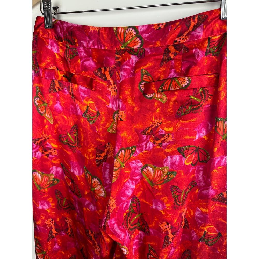 L'AGENCE Luvvy Butterfly Print Silk Straight Leg Trousers Women's Medium ? Pants - Picture 11 of 16